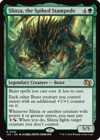 MTG Foundations Jumpstart Anime art Slinza, the Spiked Stampede